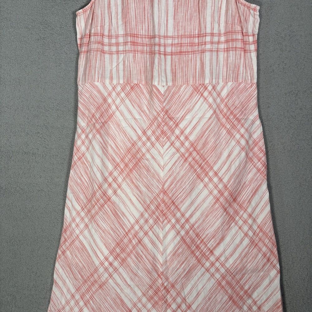 J Jill Love Linen Size L Tall Maxi Dress Linen Cotton Lined Natural Fibers Plaid - Picture 3 of 16